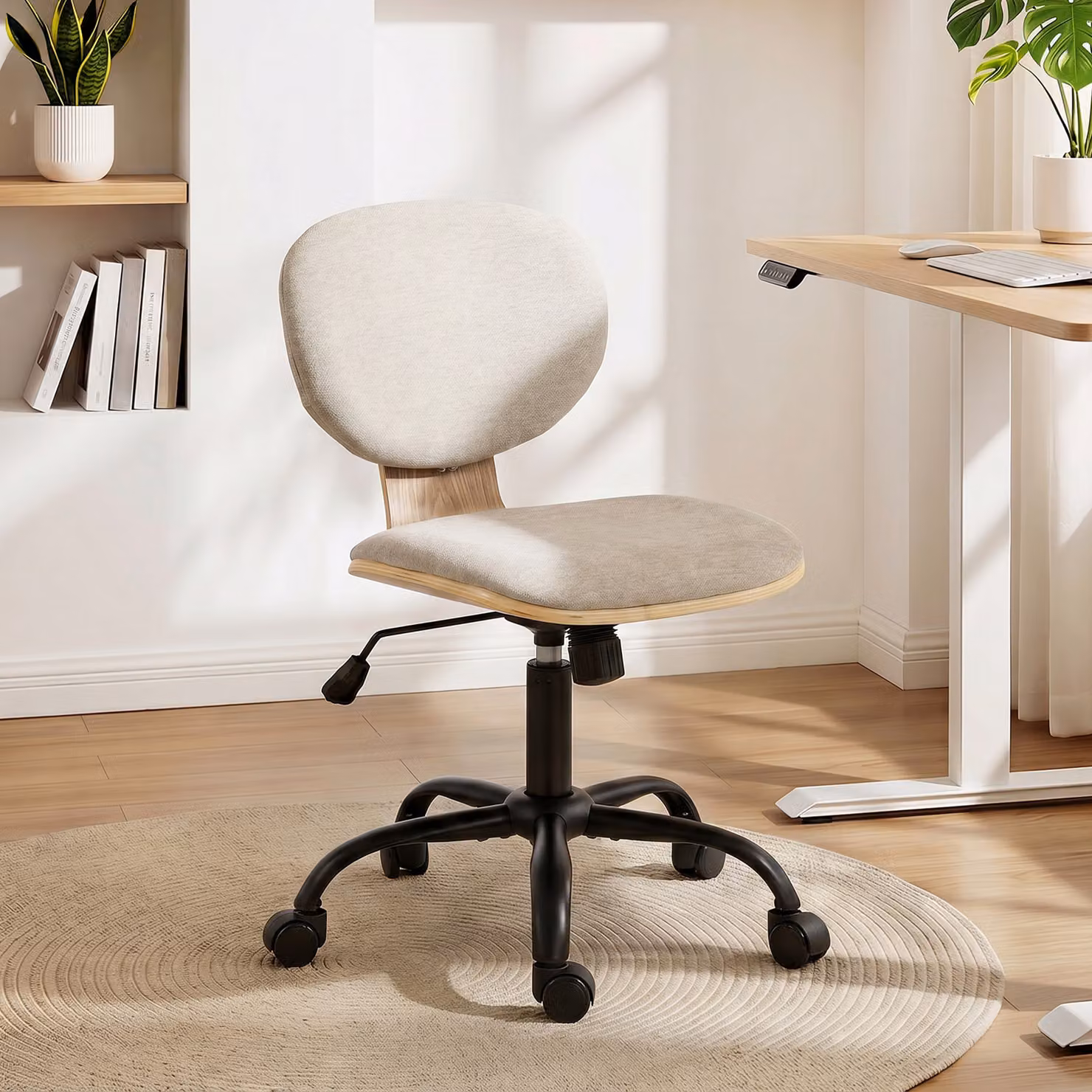 HOMCOM Ergonomic Home Office Swivel Desk Chair with Rocking Function and Castors, Grey – 2