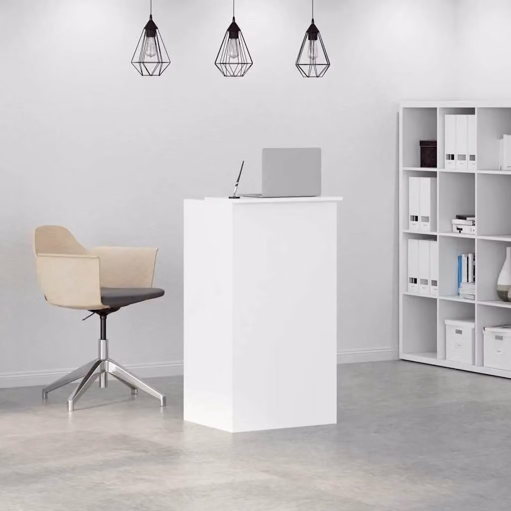 Berkfield Home White Modern Reception Desk in Engineered Wood W/D/H: 55 x 50 x 103.5 cm