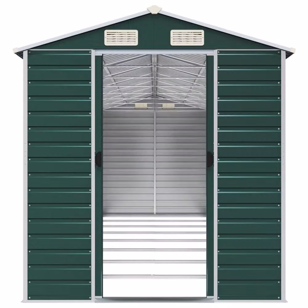 Berkfield Home Green Galvanised Steel Garden Pent Shed W/D/H: 191 x 725 x 198 cm – 3