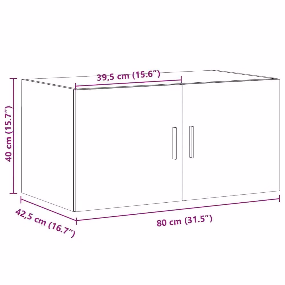 Berkfield Home Wall Mounted Smoked Oak Cabinet in Brown, W/D/H: 80 x 42.5 x 40 cm – 6