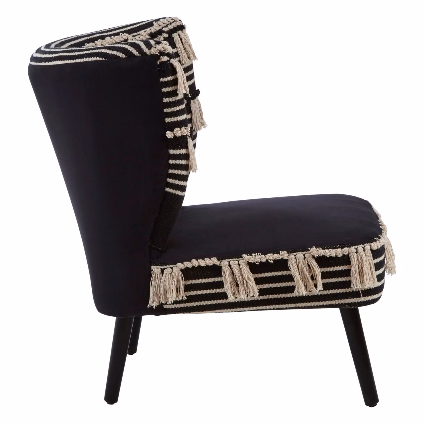 Fifty Five South Orsina Moroccan Accent Chair with Mango Wood Frame and Black and White Geometric Fabric Seating – 3