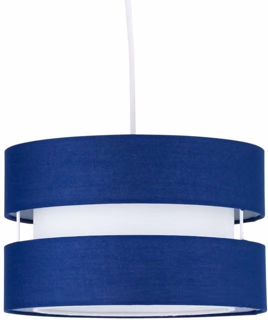 First Choice Lighting Benni Blue Fabric Round Easy Fit Pendant Shade, Diameter: 26 cm