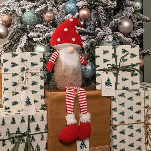 Samuel Alexander Red and White Sitting Christmas Gonk with Mushroom Hat and Dangly Legs, Height: 53 cm – 3