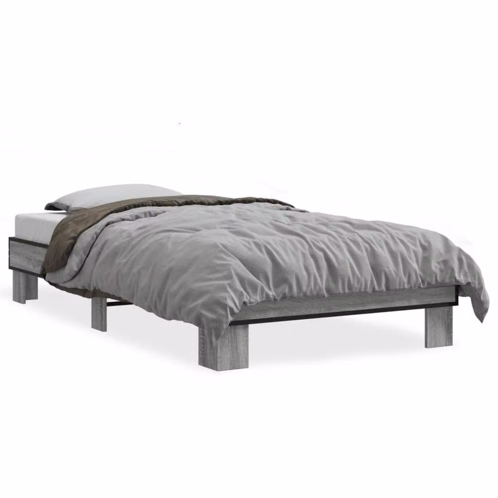 Berkfield Home Sonoma Durable Small Single Bed Frame in Grey, W/D/H: 75 x 190 x 30 cm – 3