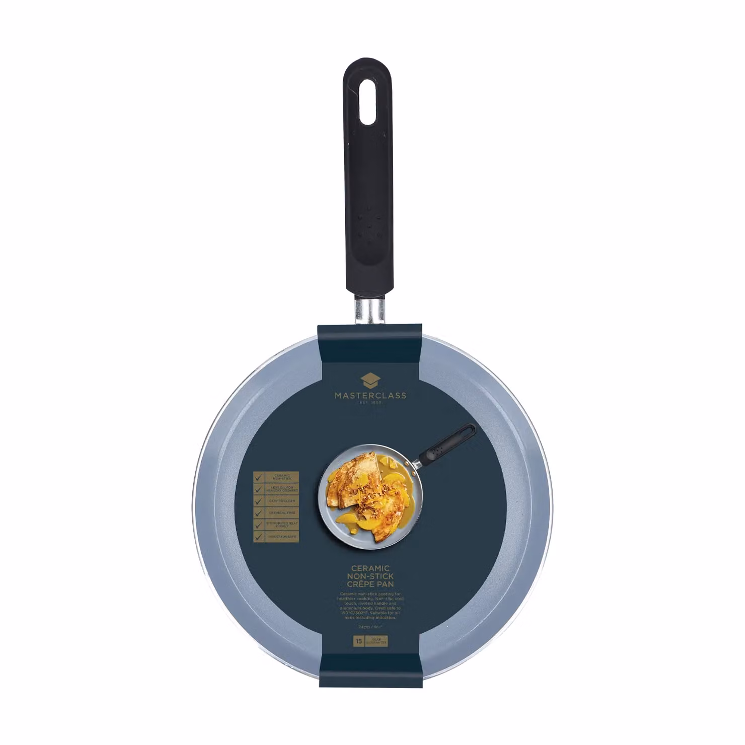MasterClass Ceramic Non-Stick Aluminium Crepe Pan, Diameter: 24 cm, Dark Grey – 6