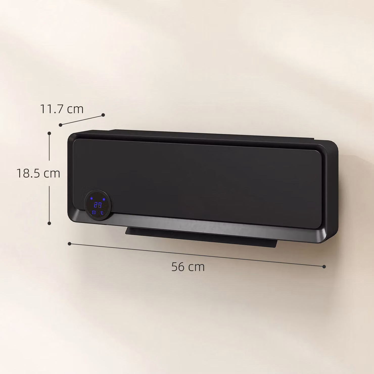 HOMCOM Wall Mounted Downflow Fan Heater with Timer, Thermostat and Remote Control, Black – 3