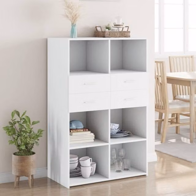 Berkfield Home White Modern Highboard in MDF, W/D/H: 80 x 42.5 x 124 cm – 1