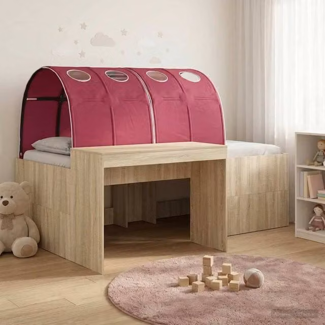 Berkfield Home 3-Piece Bed with Tunnel and Lift-Up Base in Sonoma Oak and Red Brown Engineered Wood