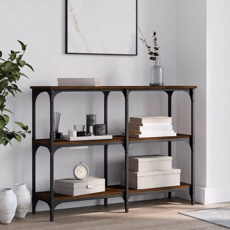 Berkfield Home Decorative Console Table in Brown Oak, W/D/H: 100 x 29 x 75 cm