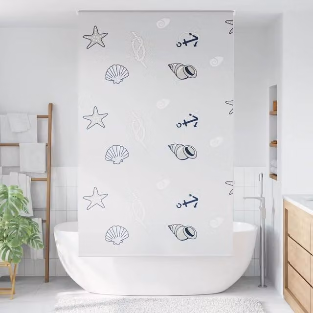 Berkfield Home Grey Opaque Shower Roller Blind, W: 130 cm, H: 240 cm