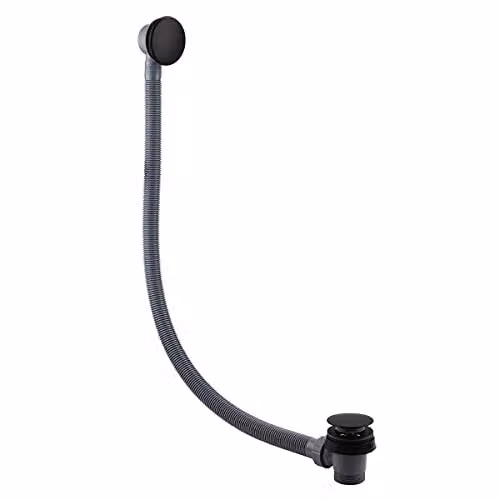 Nes Home Matt Black Flexible Bath and Sprung Waste with Overflow 1 1/2"