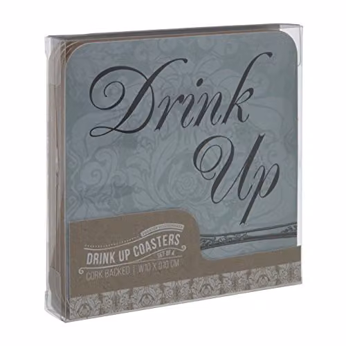 Premier Housewares Let's Eat Round Cork Coasters, Green, Set of 4 – 2