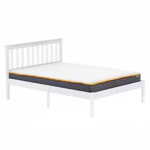 Birlea Denver White Lacquered Solid Pine Bed Frame, W/D/H: 140 x 200 x 96.99 cm