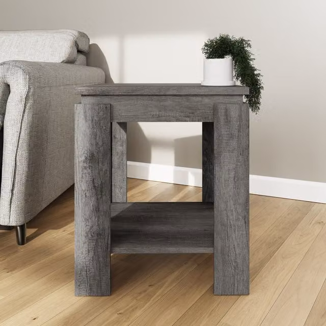 GFW Canyon Modern Square Lamp Table in Charcoal Grey