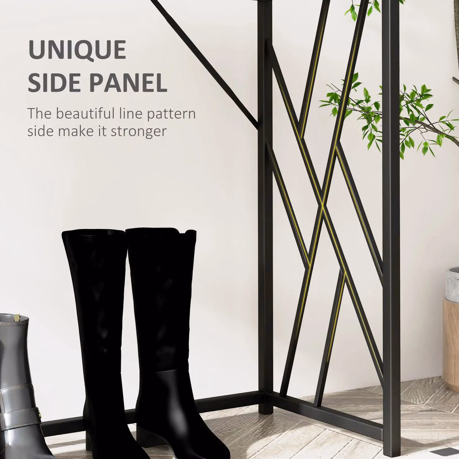 HOMCOM Industrial Console Table with Metal Frame in Grey and Black – 4