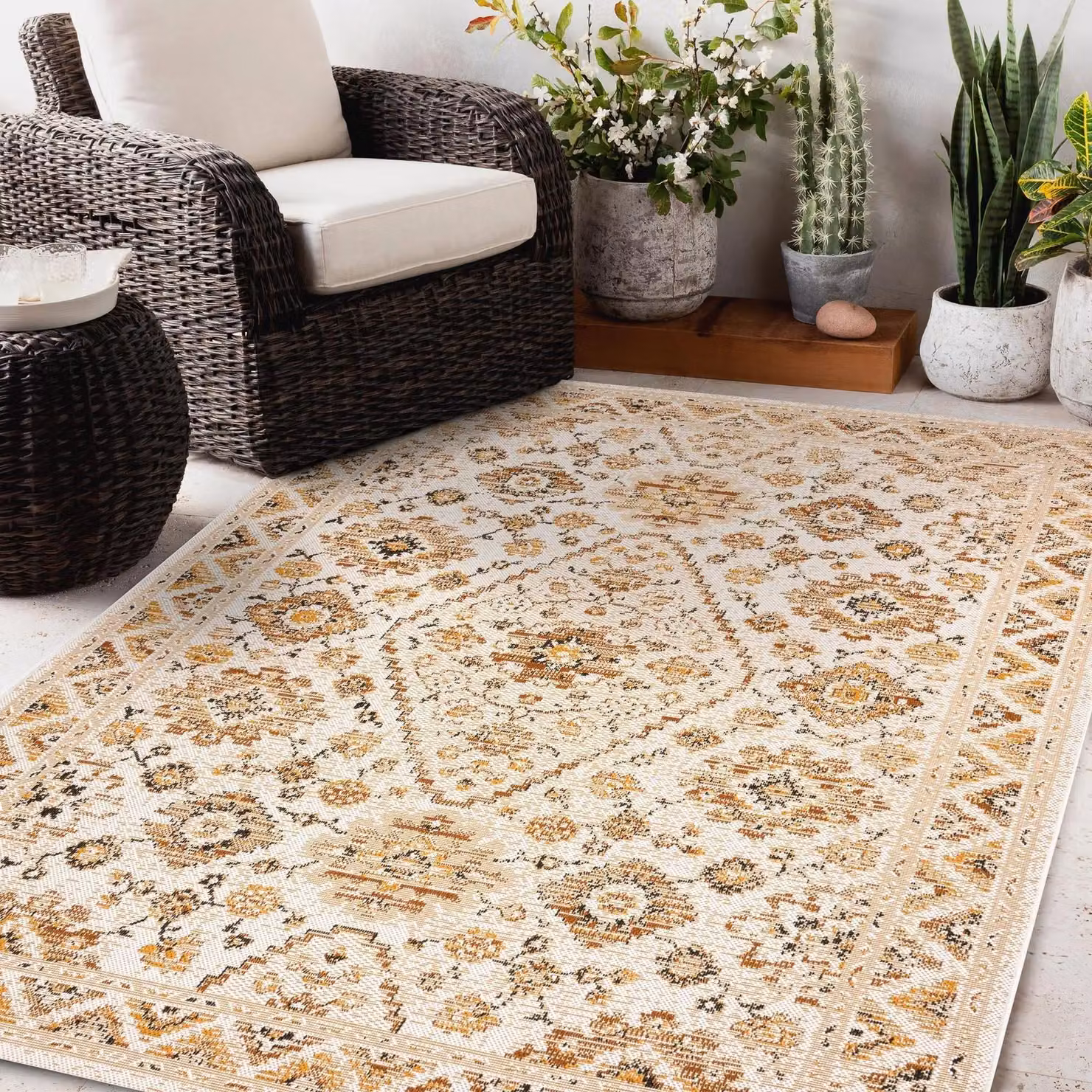 RugsX Beige Oriental Flat Weave Polypropylene Rug, W: 140 cm, L: 200 cm – 2