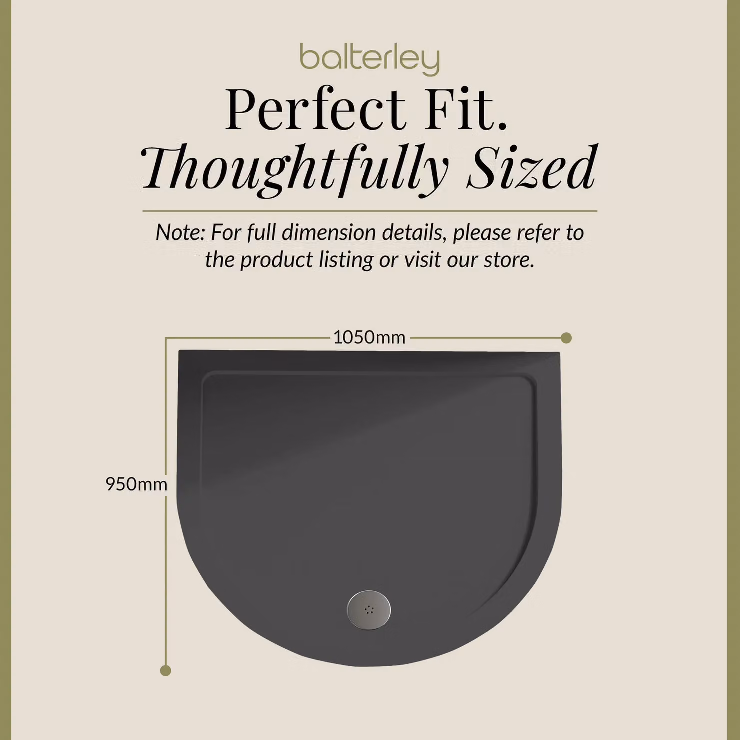 Balterley Premium D-Shaped Shower Tray in Grey – 5