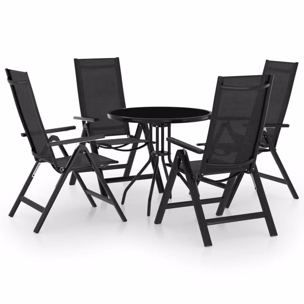 Berkfield Home 5 Piece Modern Bistro Set in Black and Anthracite with Metal and Glass Construction