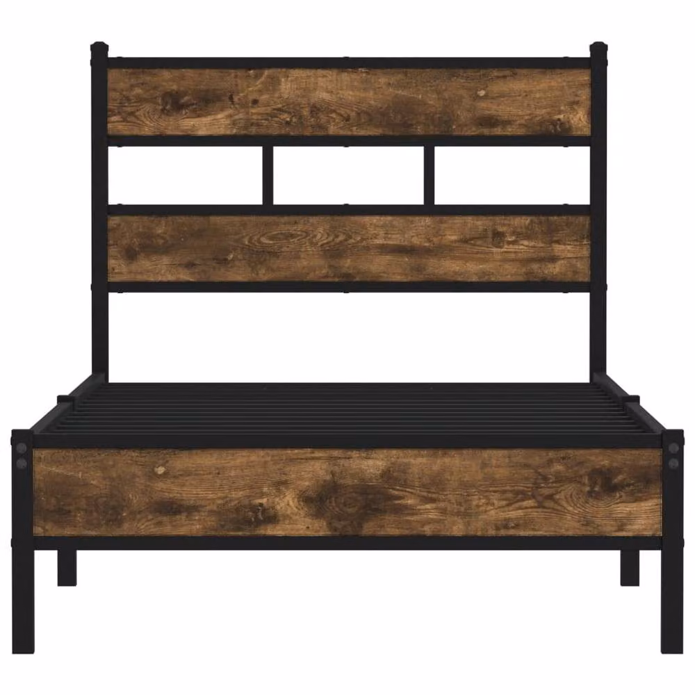Berkfield Home Elegant Sonoma Oak Bed Frame with Headboard in Brown, W/D/H: 90 x 190 x 95 cm – 4