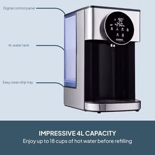 Cooks Professional Digital Hot Water Dispenser 2600W with 4L Tank, Silver – 4