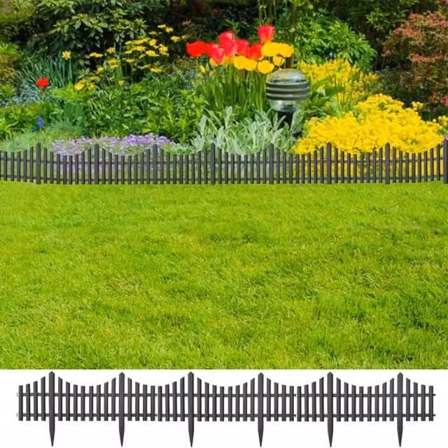 Berkfield Home Lawn Edging Set, 17 Pieces, Anthracite, 10 m, Plastic