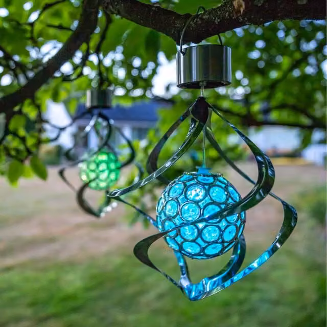 Primrose Multicolour Hanging Solar Lights Colour Changing Wind Spinners, Set of 3