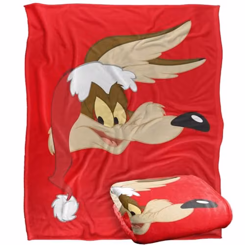 LOGOVISION Looney Tunes Wile E. Coyote Santa Hat Super Soft Fleece Throw Blanket, Multicolour, W: 152 cm, D: 127 cm