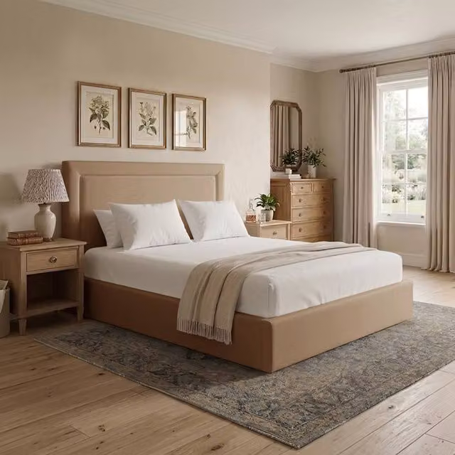 Desire Deco Janessa Super King Ottoman Storage Bed Frame in Beige Plush Velvet – 1