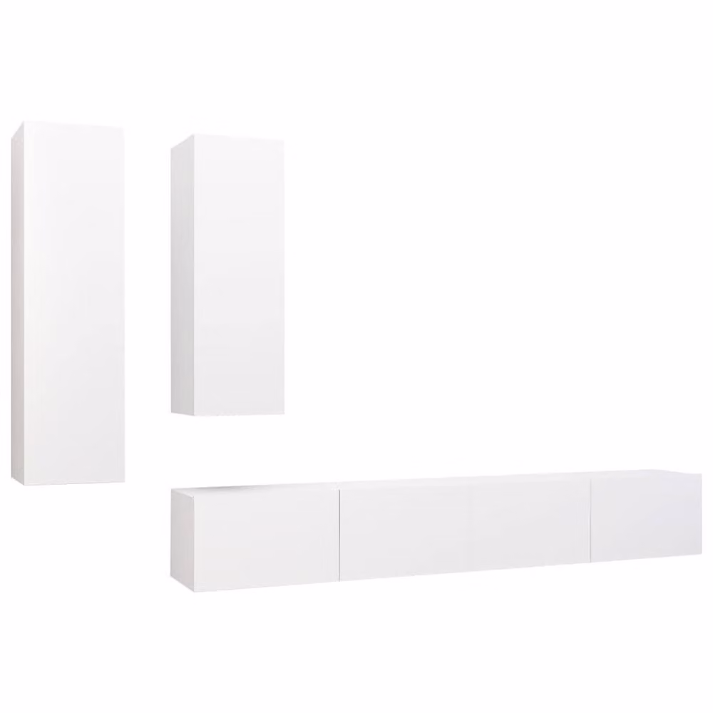 Berkfield Home 4 Piece Modern White Matt TV Cabinet and Lowboard Set – 2