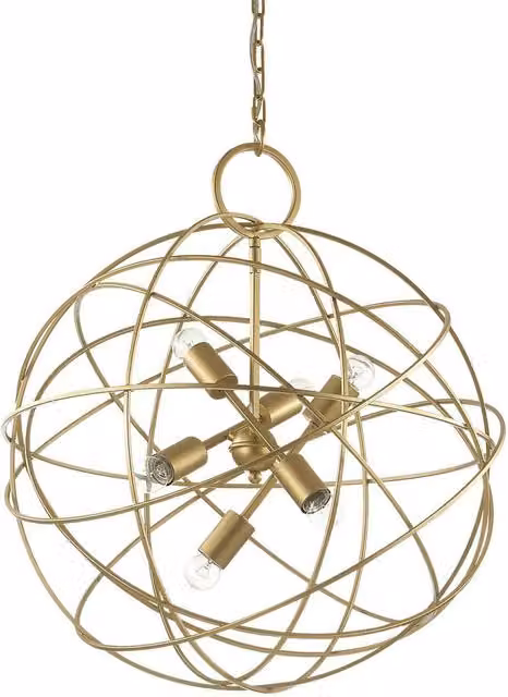 Ideal Lux Konse 6 Light Spherical Ceiling Pendant in Gold/Brass