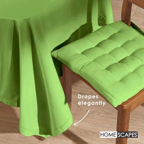 Homescapes Plain Cotton Rectangular Tablecloth in Green, W: 178 cm, L: 300 cm – 3