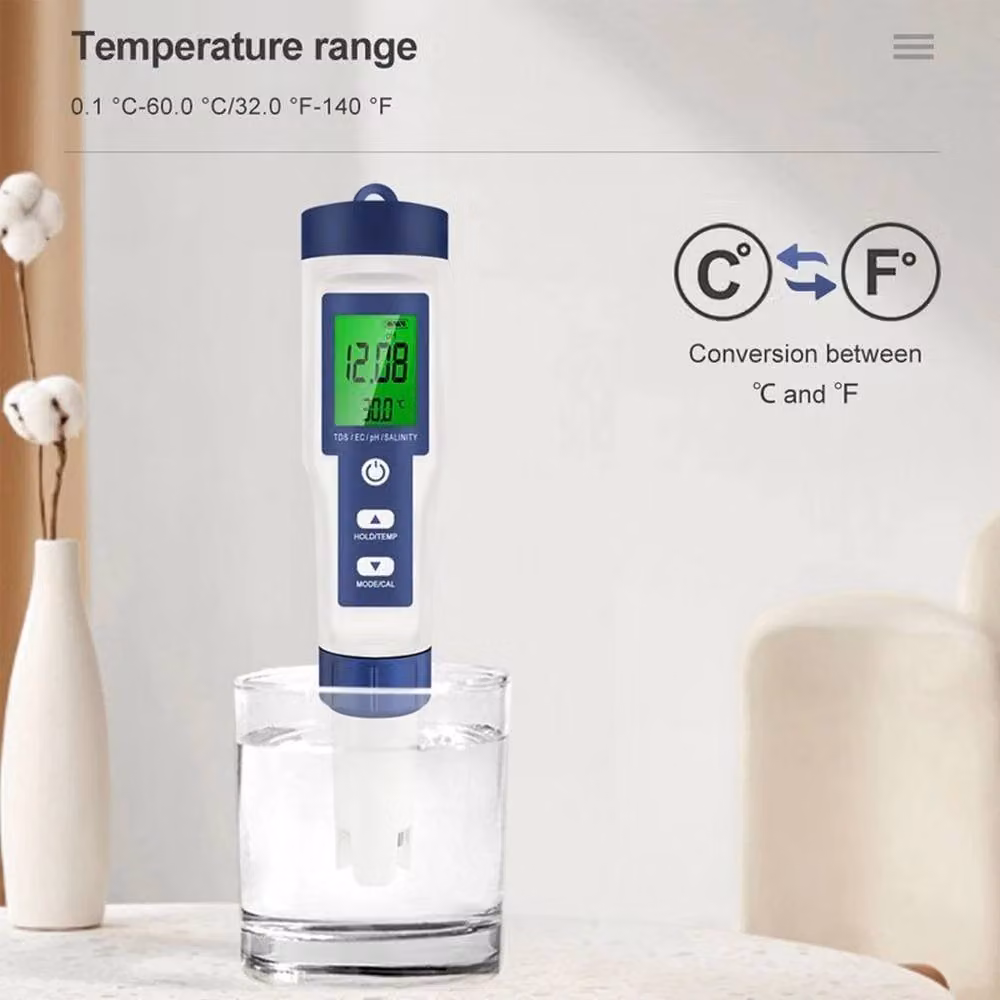 NESTLUNE 5-in-1 Digital Water Quality Meter Tester with LCD Backlight, White – 2
