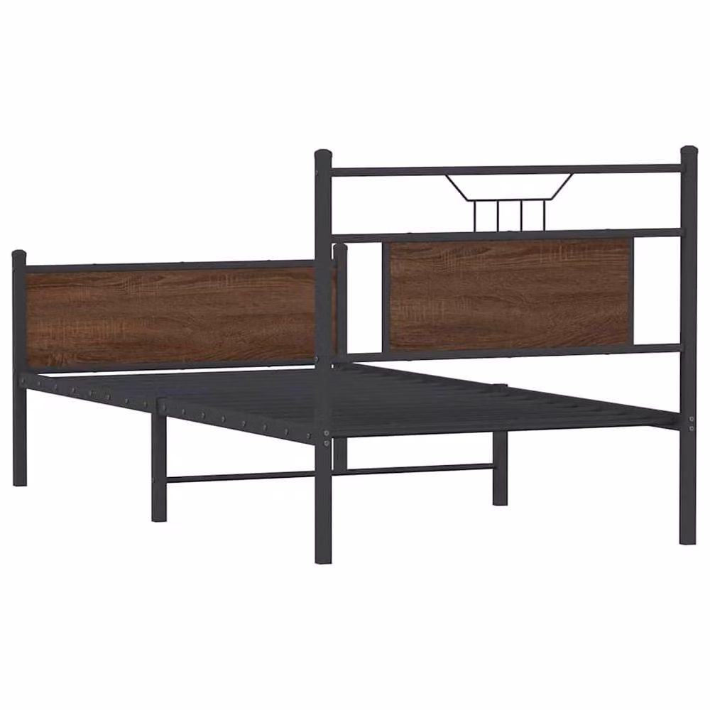 Berkfield Home Durable Bed Frame in Brown Oak, W/D/H: 80 x 200 cm – 4