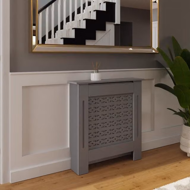 FWStyle Geometric Pattern Modern Matt Grey MDF Radiator Cover, Width: 78 cm