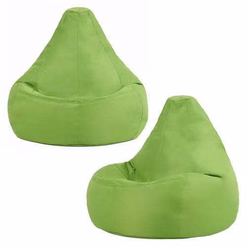 Bean Bag Bazaar 2 Pack of Green Outdoor Bean Bags for Adults with Filling Included – 1