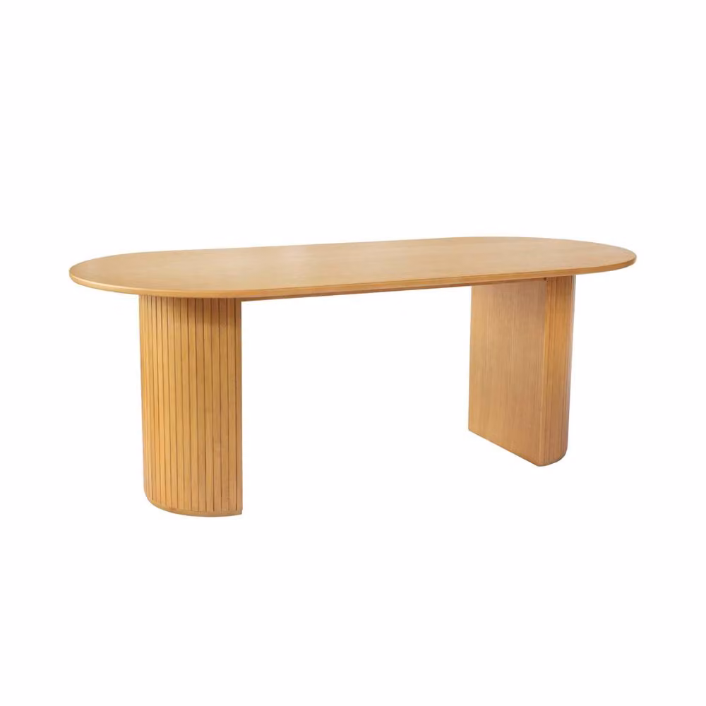 sweeek Oval Dining Table in Brown Rubberwood and Oak Veneer, W: 200 cm – 2