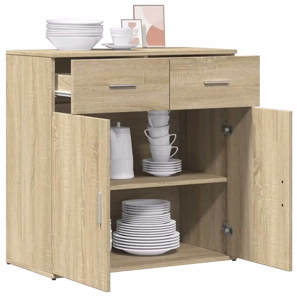 Berkfield Home Sonoma Oak Sideboard in Brown, W/D/H: 79 x 38 x 80 cm – 2