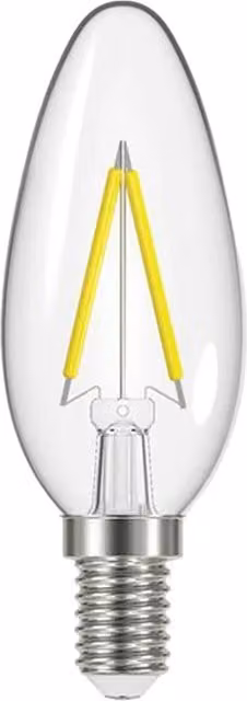 Energizer E14 LED Candle Bulb, Warm White Transparent Glass Filament