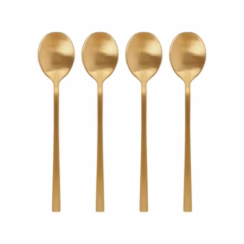Argon Tableware Gold Coated Stainless Steel Teaspoons, Pack of 4 – 1