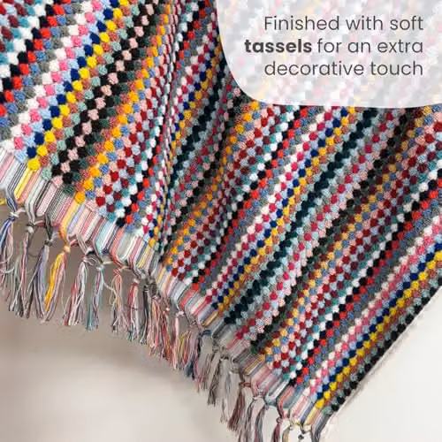 Allure Bath Fashions Multicolour Popcorn Textured Hand Towel Set of 4, Made from 100% Recycled Cotton – 5