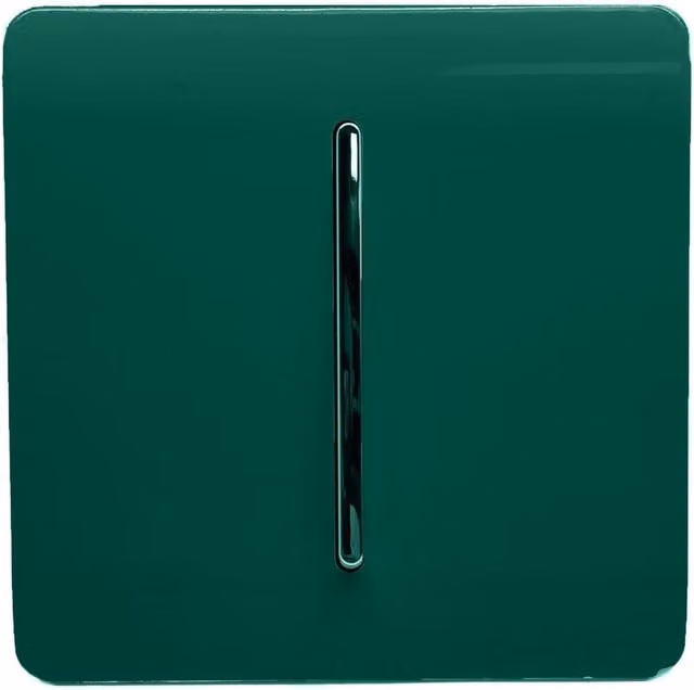 Trendi Switch 1 Gang Retractive Home Automation Flush Switch in Dark Forest Green and Chrome