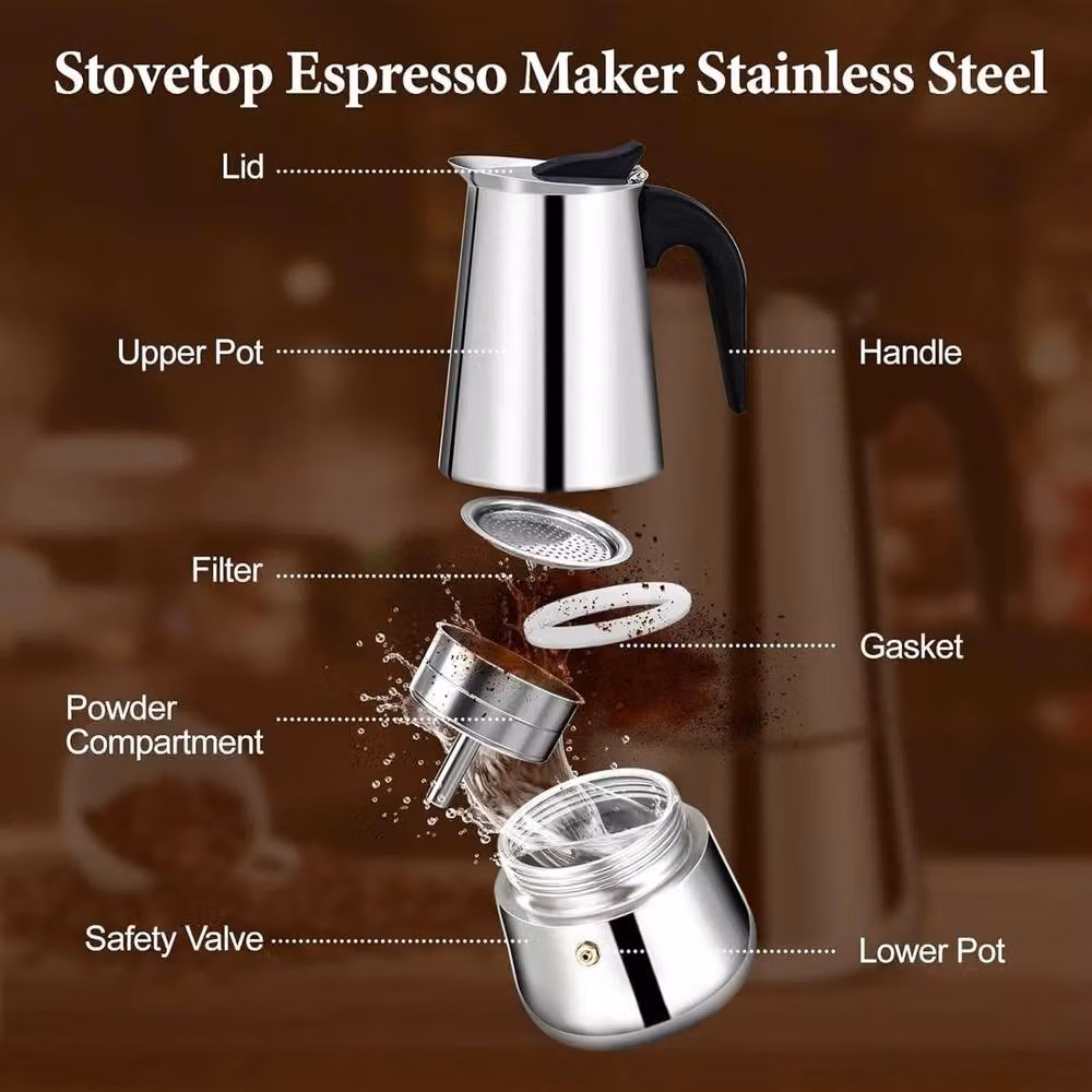 PAWNORA Stovetop Espresso Maker in Silver – 4