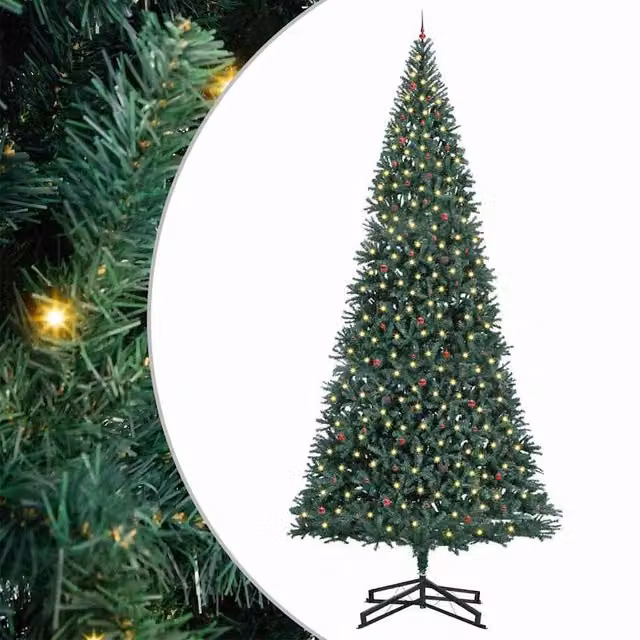 Berkfield Home Artificial Pre-lit Christmas Tree with Ball Set, Green, 500 cm – 1