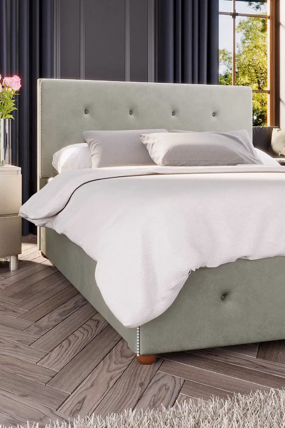 Laurence Llewelyn-Bowen Hesper Ottoman Storage Bed in Duck Egg Blue Plush Velvet, Super King, W/D/H: 200 x 200 cm – 3