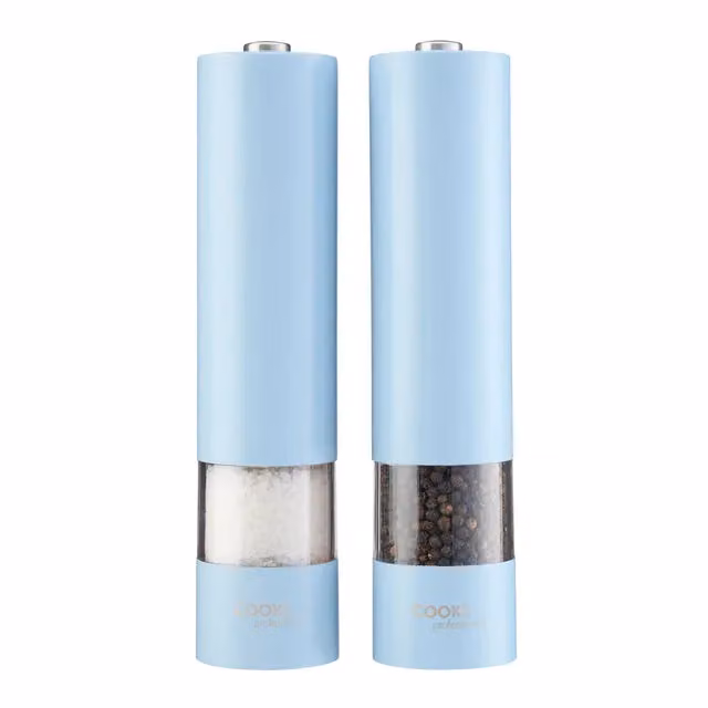 Cooks Professional Electric Salt and Pepper Mill Set in Blue Stainless Steel and Plastic – 2