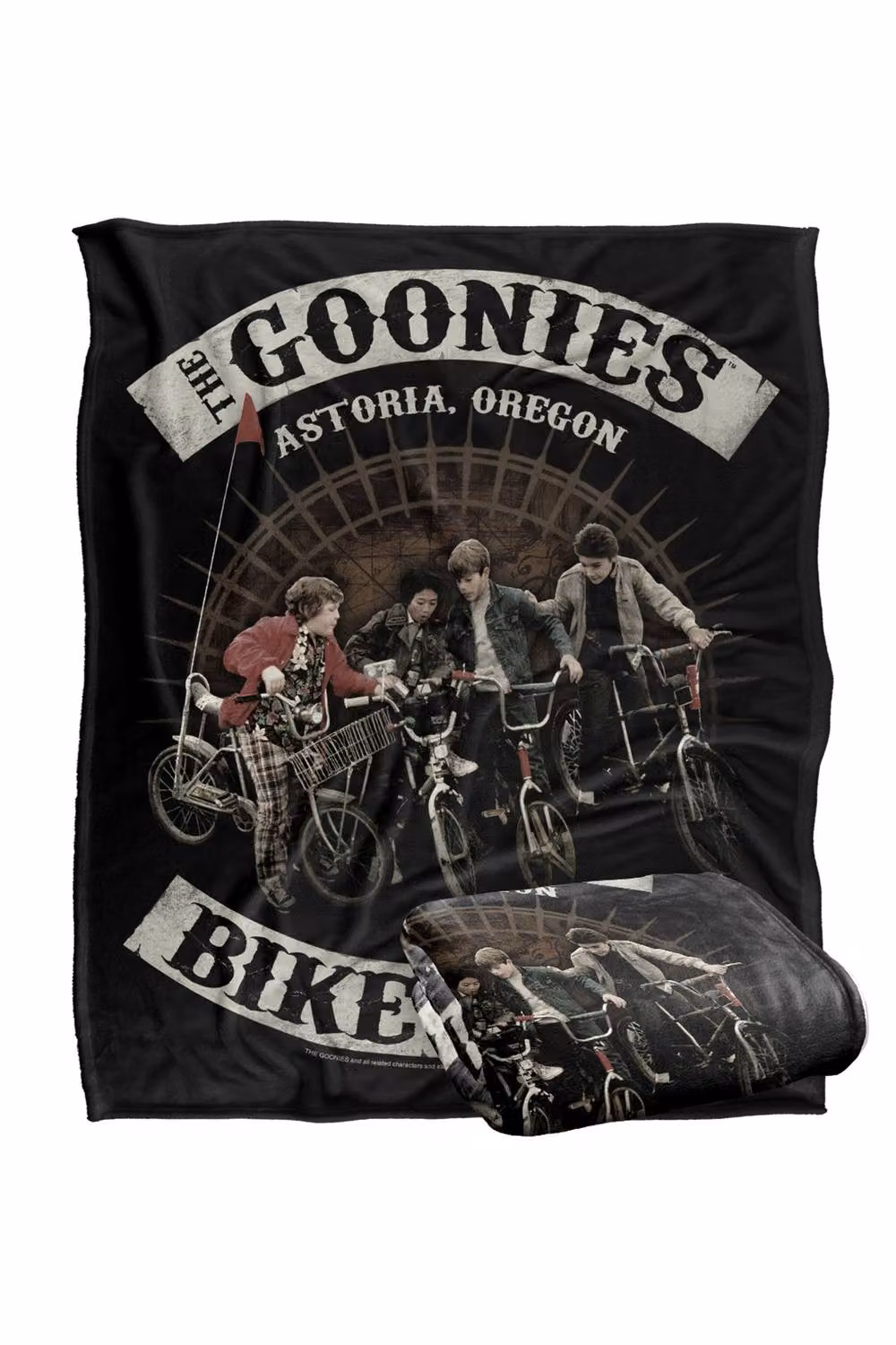 Warner Bros. The Goonies Bike Club Super Soft Fluffy Polyester Throw Blanket, Multicolour and Black, Large – 2