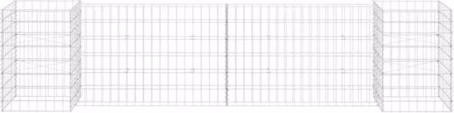 Berkfield Home H-Shaped Steel Wire Gabion Planter in Silver, W: 260 cm, D: 40 cm, H: 60 cm