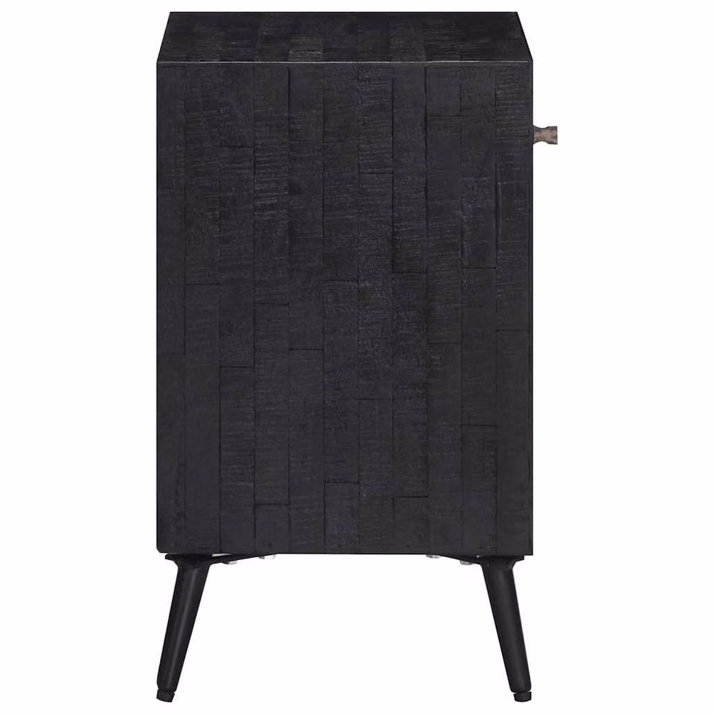 Berkfield Home Beautiful Mid Century Solid Teak Bedside Cabinet in Black W/D/H: 40 x 30 x 50 cm – 3