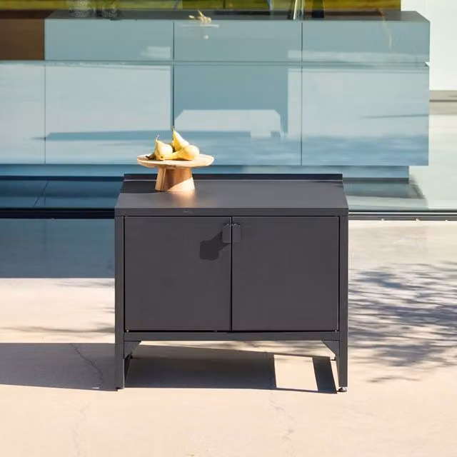 sweeek Black Stainless Steel Outdoor Kitchen Storage Module with 2 Doors, W: 80 cm, D: 60 cm, H: 95 cm