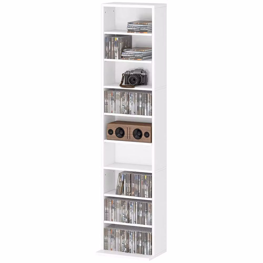STILVORA CD Storage Unit in White with 6 Adjustable Shelves – 3